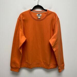 Lands End Mens Orange Serious Sweats Crew Oversized Long Sleeve Sweatshirt L